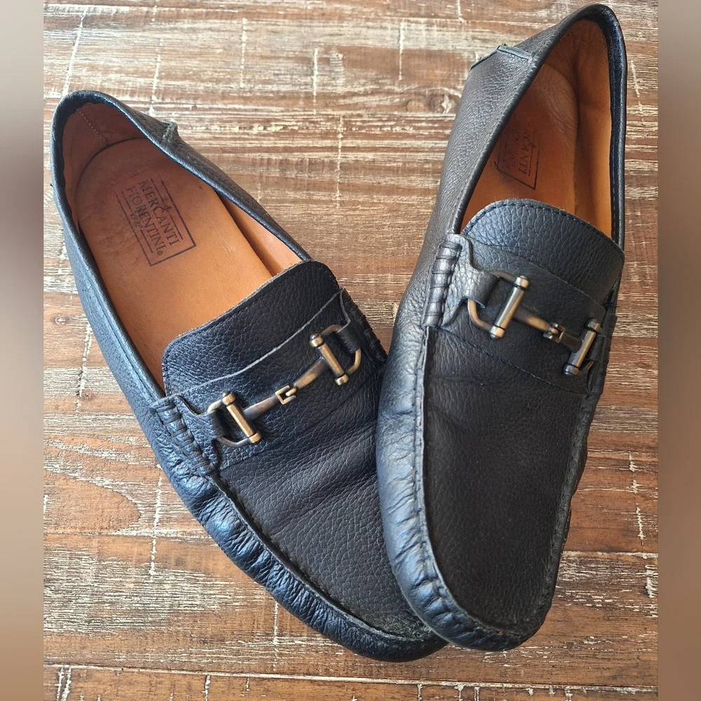 Mercanti Fiorentini Men's Shoes Black‎ Leather Loafers Size 10 M Made in Brazil